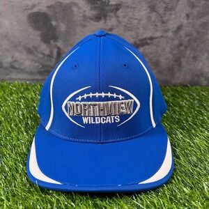 Northview Wildcats Football Hat Cap Fitted Blue White Team Sports Adult Small /M